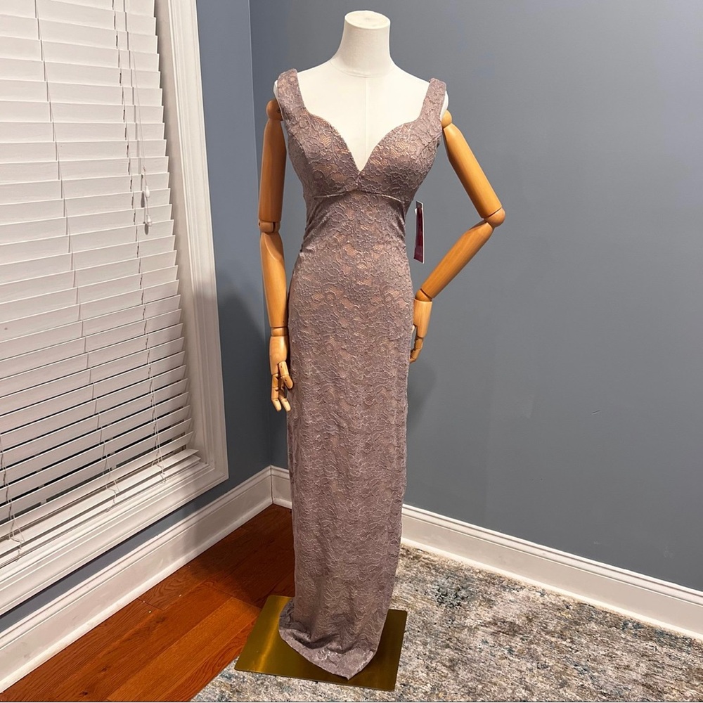 Taupe Lace Maxi Dress